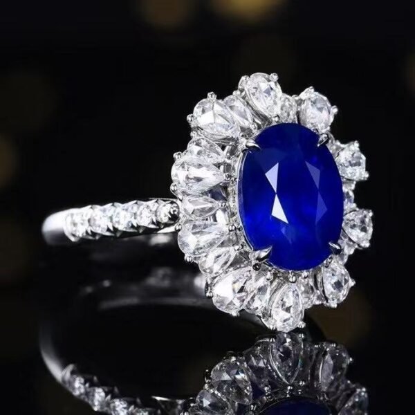 微信图片_20250424163307 SGRAIT PT950 Ring Luxury 18k Gold Diamond Jewellery Ring 3.1ct Natural Royal Blue Sapphire 43 0.977ct Diamonds Jewelry