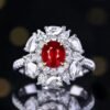 SGRAIT Luxury 18k Gold Diamond Jewellery Ring Oval Cut 1.06ct Unheated Natural Pigeon Blood Red Ruby Ring with Diamonds Jewelry