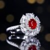 SGRAIT Luxury 18k Gold Diamond Jewellery Ring Oval Cut 1.06ct Unheated Natural Pigeon Blood Red Ruby Ring with Diamonds Jewelry