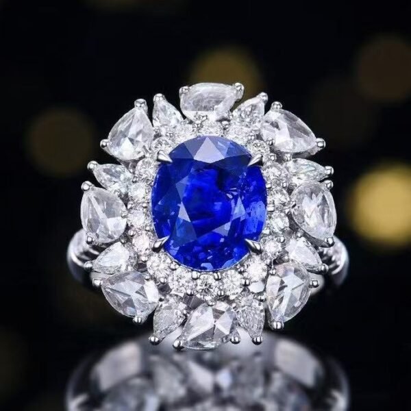 微信图片_20250425111215 SGRAIT PT950 Luxury 18k Gold Diamond Jewellery 4.08ct Oval Cut Unheated Natural Cornflower Sapphire Diamonds Jewelry Ring