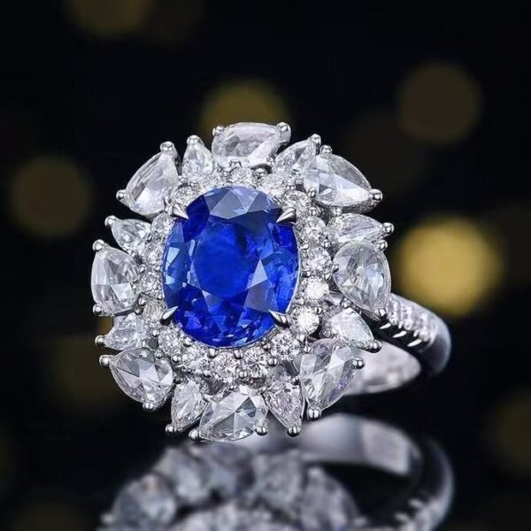 微信图片_20250425111218 SGRAIT PT950 Luxury 18k Gold Diamond Jewellery 4.08ct Oval Cut Unheated Natural Cornflower Sapphire Diamonds Jewelry Ring