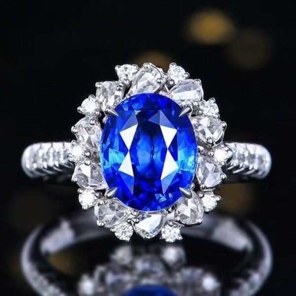 微信图片_20250425134444 SGRAIT PT950 Luxury 18k Gold Diamond Jewellery 3.63ct Oval Cut Natural Sri Lanka Sapphire With Diamonds Jewelry Ring