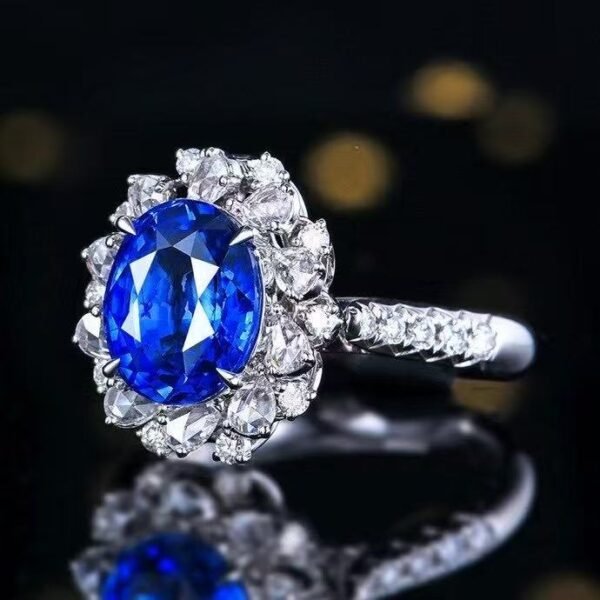 微信图片_20250425134447 SGRAIT PT950 Luxury 18k Gold Diamond Jewellery 3.63ct Oval Cut Natural Sri Lanka Sapphire With Diamonds Jewelry Ring