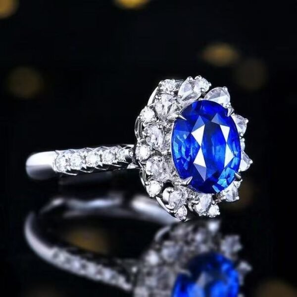微信图片_20250425134450 SGRAIT PT950 Luxury 18k Gold Diamond Jewellery 3.63ct Oval Cut Natural Sri Lanka Sapphire With Diamonds Jewelry Ring