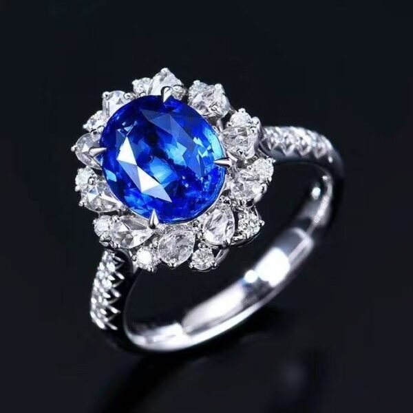 微信图片_20250425134454 SGRAIT PT950 Luxury 18k Gold Diamond Jewellery 3.63ct Oval Cut Natural Sri Lanka Sapphire With Diamonds Jewelry Ring