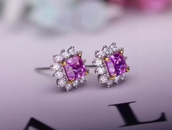 微信图片_20250425142537 SGARIT Luncy PT950 18K Gold Jewelry 1.18ct Asscher Cut Unheated Purple Sapphire Earrings With Diamond Jewellery