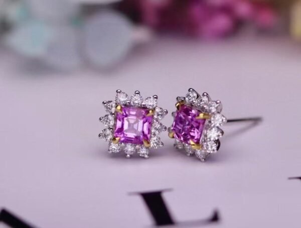 微信图片_20250425142540 SGARIT Luncy PT950 18K Gold Jewelry 1.18ct Asscher Cut Unheated Purple Sapphire Earrings With Diamond Jewellery