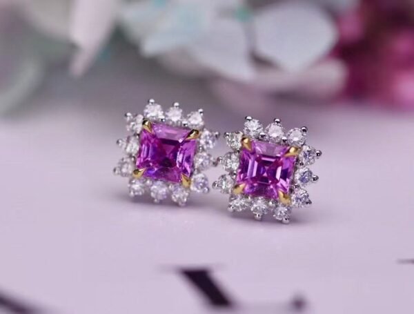 微信图片_20250425142549 SGARIT Luncy PT950 18K Gold Jewelry 1.18ct Asscher Cut Unheated Purple Sapphire Earrings With Diamond Jewellery
