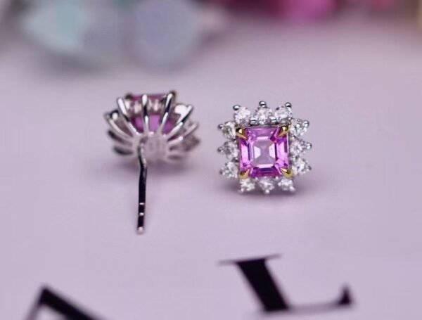 微信图片_20250425142557 SGARIT Luncy PT950 18K Gold Jewelry 1.18ct Asscher Cut Unheated Purple Sapphire Earrings With Diamond Jewellery