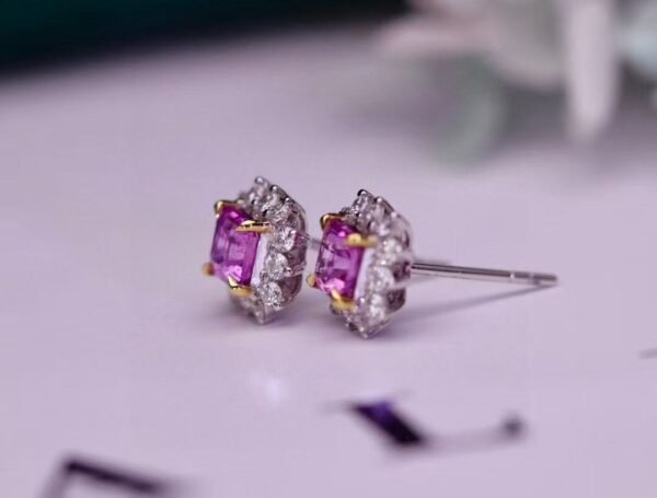 微信图片_20250425142601 SGARIT Luncy PT950 18K Gold Jewelry 1.18ct Asscher Cut Unheated Purple Sapphire Earrings With Diamond Jewellery