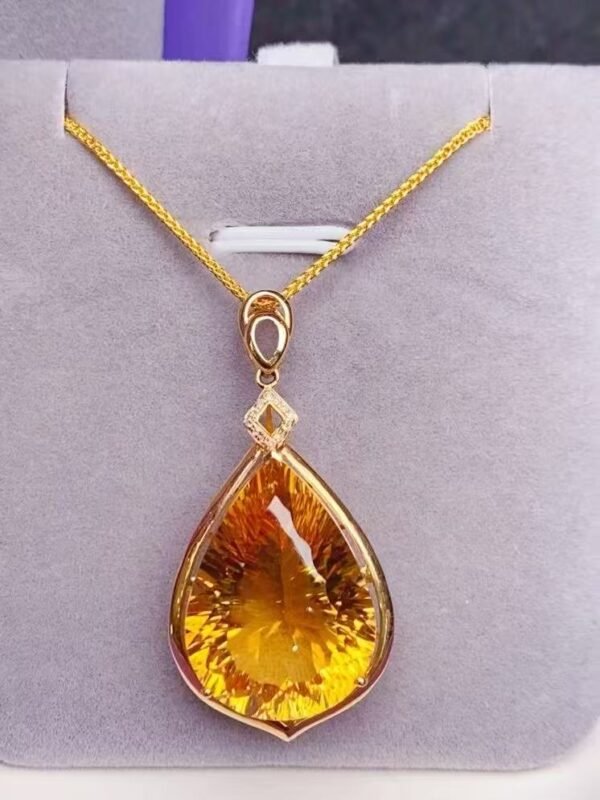 微信图片_20250425151301 SGARIT Exquisite 18k Gold Jewelry 21.2ct Pear Cut Natural Yellow Quartz Pendant for Women With Diamond Jewellery
