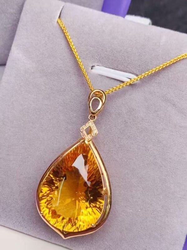 微信图片_20250425151310 SGARIT Exquisite 18k Gold Jewelry 21.2ct Pear Cut Natural Yellow Quartz Pendant for Women With Diamond Jewellery