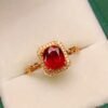 微信图片_20250428113711 SGRAIT Luxury 18k Gold Diamond Jewellery Oval Cut 1.45ct Garnet Ring with 31p 0.093ct Diamonds Jewelry for Women