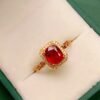 微信图片_20250428113715 SGRAIT Luxury 18k Gold Diamond Jewellery Oval Cut 1.45ct Garnet Ring with 31p 0.093ct Diamonds Jewelry for Women