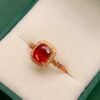 微信图片_20250428113722 SGRAIT Luxury 18k Gold Diamond Jewellery Oval Cut 1.45ct Garnet Ring with 31p 0.093ct Diamonds Jewelry for Women