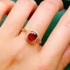 微信图片_20250428113725 SGRAIT Luxury 18k Gold Diamond Jewellery Oval Cut 1.45ct Garnet Ring with 31p 0.093ct Diamonds Jewelry for Women
