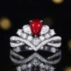 SGRAIT Luxury 18k Gold Jewellery 0.56ct Unheated Natural Pigeon Blood Red Ruby with Diamonds and Whlie Sapphire Jewelry Ring