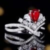 SGRAIT Luxury 18k Gold Jewellery 0.56ct Unheated Natural Pigeon Blood Red Ruby with Diamonds and Whlie Sapphire Jewelry Ring