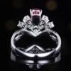 SGRAIT Luxury 18k Gold Jewellery 0.56ct Unheated Natural Pigeon Blood Red Ruby with Diamonds and Whlie Sapphire Jewelry Ring