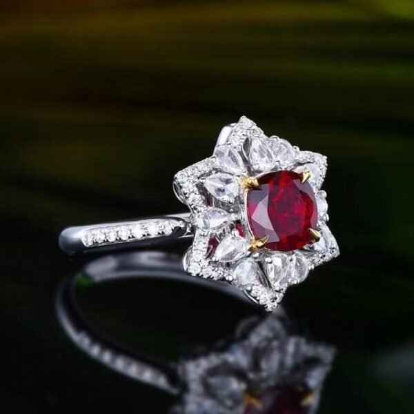 微信图片_20250428154144 SGRAIT PT950 Luxury 18k Gold Jewellery 0.93ct Unheated Natural Pigeon Blood Red Ruby with 70p 0.59ct Diamonds Jewelry Ring