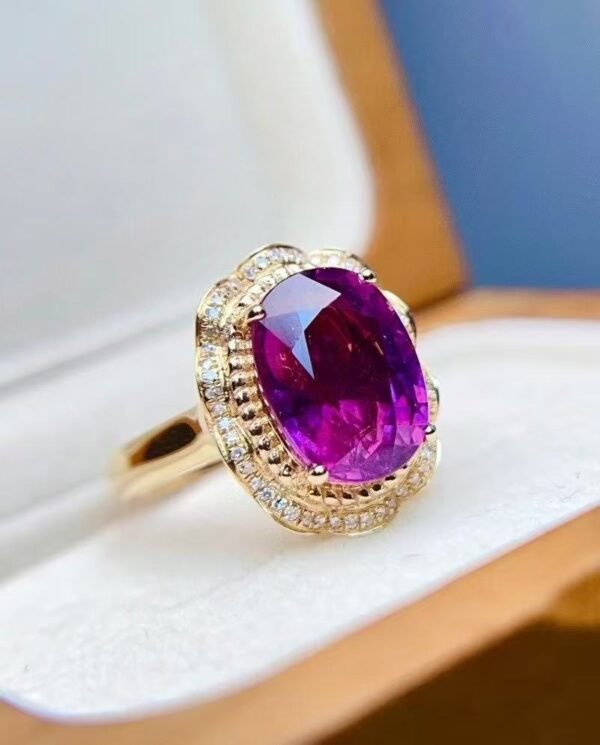微信图片_20250429102802 SGRAIT Luxury 18k Gold Diamond Jewellery 4.9ct Oval Cut Purple Garnet with 50p Diamonds Jewelry Ring for Women