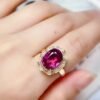 微信图片_20250429102805 SGRAIT Luxury 18k Gold Diamond Jewellery 4.9ct Oval Cut Purple Garnet with 50p Diamonds Jewelry Ring for Women