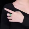 Sgarit 18K Gold Jewelry 2.97ct Pear Cut Natural Emerald Ring with 49p Diamonds 8p While Sapphire 9p Yellow Sapphire Jewellery