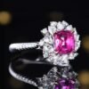 微信图片_20250429112720 SGRAIT PT950 Luxury 18k Gold Jewellery 1.5ct Cushion Cut Unheated Natural Pink Sapphire With 46p 0.56ct Diamonds Jewelry Ring