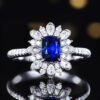 微信图片_20250429151059 SGRAIT PT950 Luxury 18k Gold Jewellery 1.09ct Cushion Cut Natural Sapphire With 46p 0.403ct Diamonds Jewelry Ring