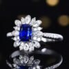 微信图片_20250429151103 SGRAIT PT950 Luxury 18k Gold Jewellery 1.09ct Cushion Cut Natural Sapphire With 46p 0.403ct Diamonds Jewelry Ring