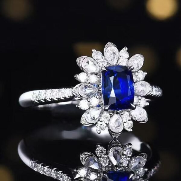 微信图片_20250429151107 SGRAIT PT950 Luxury 18k Gold Jewellery 1.09ct Cushion Cut Natural Sapphire With 46p 0.403ct Diamonds Jewelry Ring