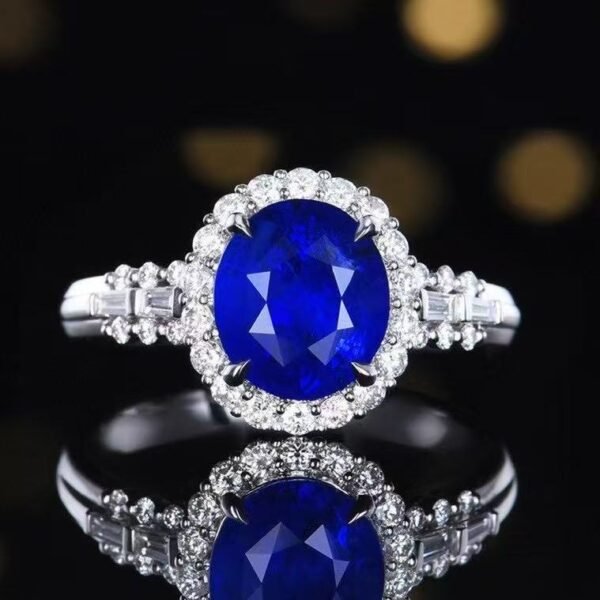 微信图片_20250429152430 SGRAIT Luxury 18k Gold Jewellery 3.11ct Oval Cut Natural Sapphire With 34p 0.491ct Diamonds Jewelry Ring