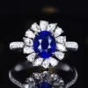 SGRAIT  Luxury 18k Gold Jewellery 2.01ct Oval Cut Natural Royal Blue Sapphire With 36p 0.738ct Diamonds Jewelry Ring