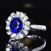 SGRAIT  Luxury 18k Gold Jewellery 2.01ct Oval Cut Natural Royal Blue Sapphire With 36p 0.738ct Diamonds Jewelry Ring