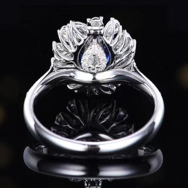 SGRAIT  Luxury 18k Gold Jewellery 2.01ct Oval Cut Natural Royal Blue Sapphire With 36p 0.738ct Diamonds Jewelry Ring