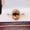 微信图片_20250430102420 SGRAIT Luxury 18k While Gold Jewellery 1.6ct Oval Cut Orange Sapphire With 0.18ct Diamonds Jewelry Ring for Women No reviews yet