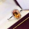 微信图片_20250430102427 SGRAIT Luxury 18k While Gold Jewellery 1.6ct Oval Cut Orange Sapphire With 0.18ct Diamonds Jewelry Ring for Women No reviews yet