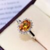 微信图片_20250430102433 SGRAIT Luxury 18k While Gold Jewellery 1.6ct Oval Cut Orange Sapphire With 0.18ct Diamonds Jewelry Ring for Women No reviews yet