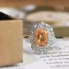 微信图片_20250430104614 SGRAIT Luxury 18k While Gold Jewellery 1.2ct Asscher Cut Orange Sapphire With 0.193ct Diamonds Jewelry Ring for Women