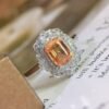 微信图片_20250430104617 SGRAIT Luxury 18k While Gold Jewellery 1.2ct Asscher Cut Orange Sapphire With 0.193ct Diamonds Jewelry Ring for Women