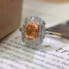 微信图片_20250430104621 SGRAIT Luxury 18k While Gold Jewellery 1.2ct Asscher Cut Orange Sapphire With 0.193ct Diamonds Jewelry Ring for Women
