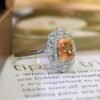 微信图片_20250430104624 SGRAIT Luxury 18k While Gold Jewellery 1.2ct Asscher Cut Orange Sapphire With 0.193ct Diamonds Jewelry Ring for Women