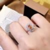 微信图片_20250430104631 SGRAIT Luxury 18k While Gold Jewellery 1.2ct Asscher Cut Orange Sapphire With 0.193ct Diamonds Jewelry Ring for Women