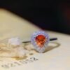微信图片_20250430105611 SGRAIT Luxury 18k While Gold Jewellery 0.7ct Pear Cut Orange Sapphire With 0.243ct Diamonds Jewelry Ring for Women
