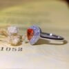 微信图片_20250430105617 SGRAIT Luxury 18k While Gold Jewellery 0.7ct Pear Cut Orange Sapphire With 0.243ct Diamonds Jewelry Ring for Women