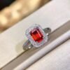 微信图片_20250430110621 SGRAIT Luxury 18k While Gold Jewellery 0.7ct Pear Cut Orange Sapphire With 0.243ct Diamonds Jewelry Ring for Women