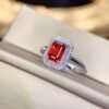 微信图片_20250430110625 SGRAIT Luxury 18k While Gold Jewellery 0.7ct Pear Cut Orange Sapphire With 0.243ct Diamonds Jewelry Ring for Women