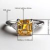 Sgarit Natural Gemstone Crystal 925 Silver Jewelry Ring Main Stone Asscher Cut 8mm Sky Blue Topaz Yellow Citrine Crystal Ring