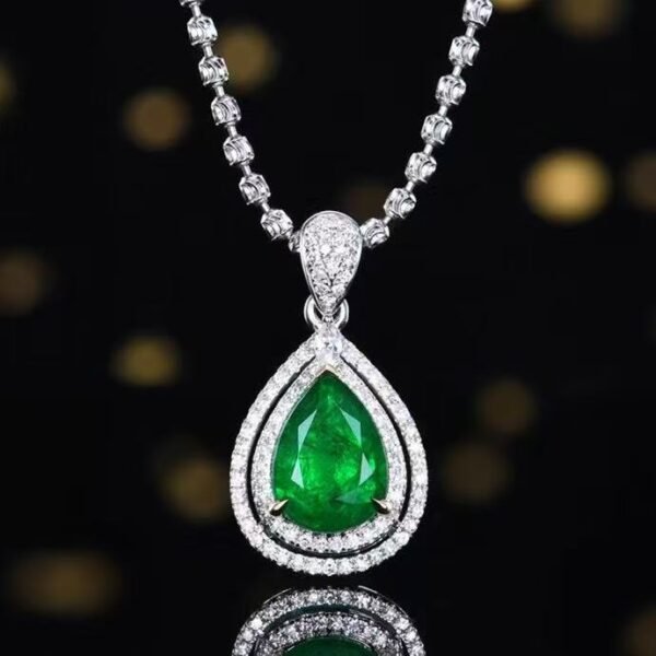 微信图片_20250505141135 SGARIT Luncy Jewelry 18K White Gold 1.5ct Pear Cut Natural Green Emerald Pendant Necklace with Diamonds Jewellery for Engagement
