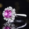 Luncy Jewelry 18k While Gold 1.55ct Unheated Purple Sapphire with Diamonds Jewellery Both of Ring and Pendant Can Be Used